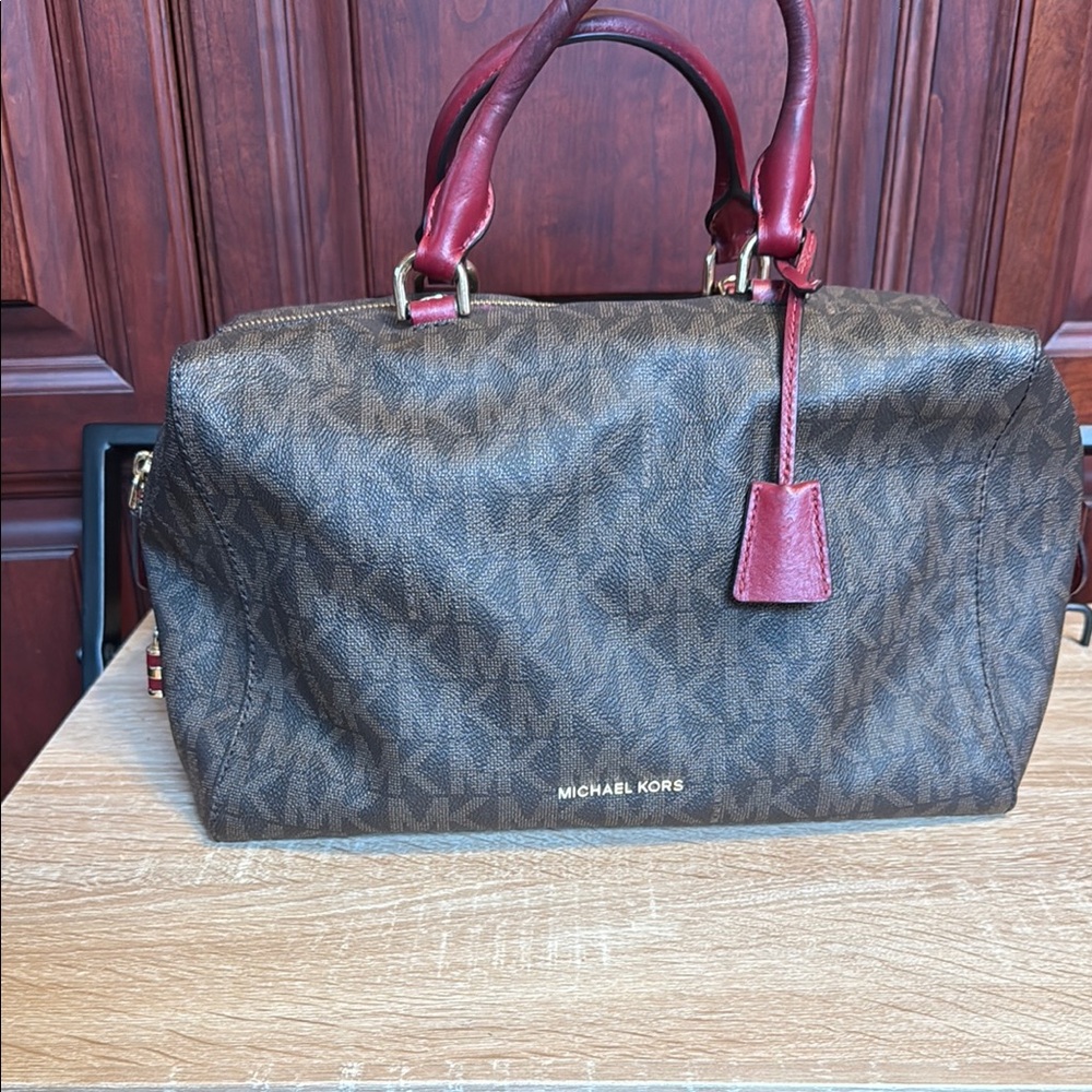 Michael Kors Brown and Burgundy Satchel